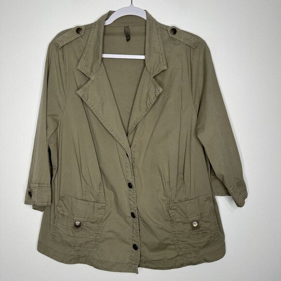 XCVI Gabel Blazer Jacket Size 1X Green Military - Picture 1 of 12